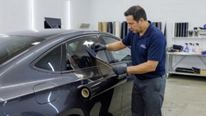 Professional car window tint installation in Oshawa